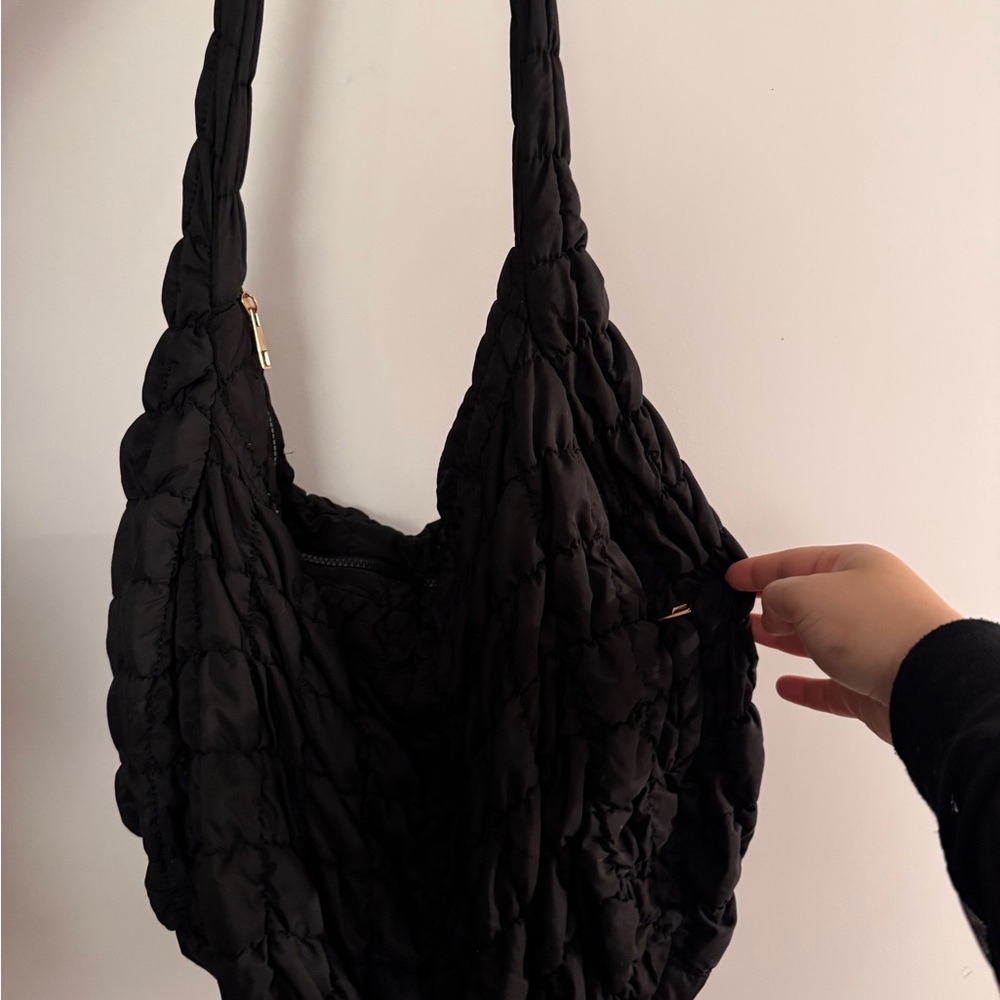 Black Quilted Hobo Shoulder Bag